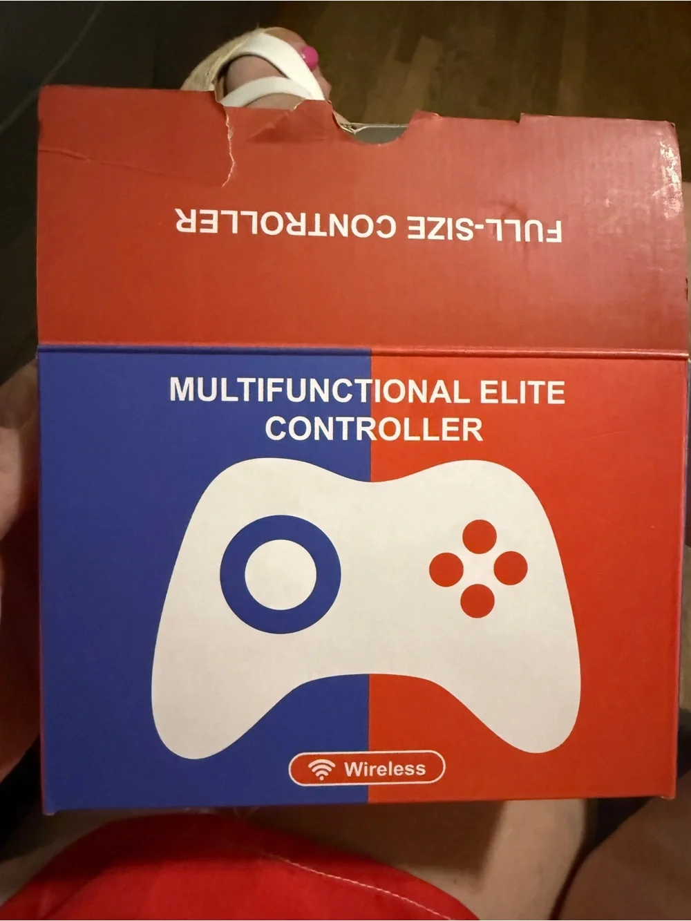 Brand new Black Wireless Game Controller with Blue & Orange Accents